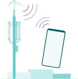 Ein Funkmast sendet ein Signal, das wiederum ein Signal an den Funkmast sendet.