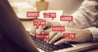 cyber bullying concept. people using notebook computer laptop fo