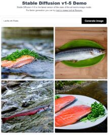 KI-generierte Bilder: „Lachs im Fluss“
