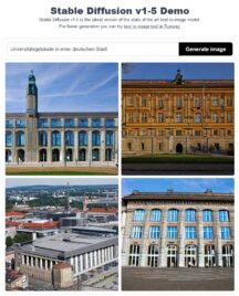 KI-generierte Bilder: Universitätsgebäude in einer deutschen Stadt
